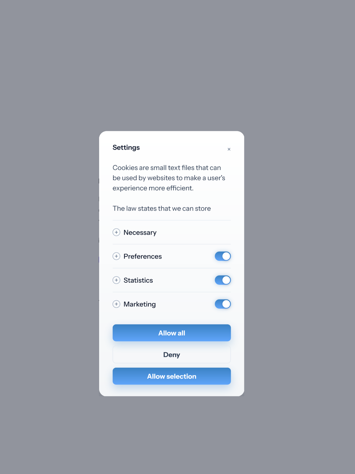 Custom cookiebot banner - Light Blue Theme