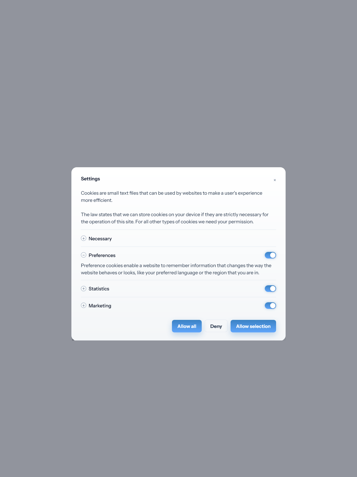 Custom cookiebot banner - Light Blue Theme
