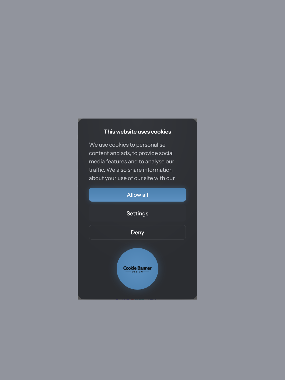 Custom cookiebot banner - Dark Blue Theme