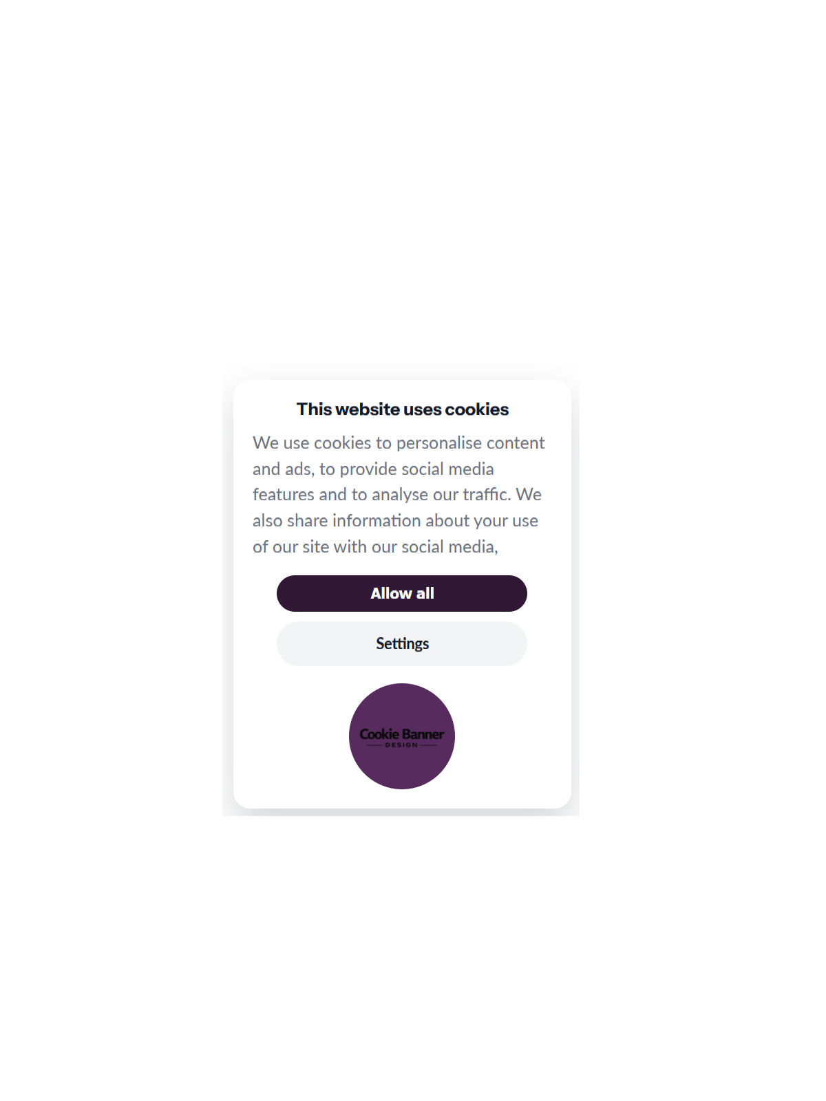 Custom cookiebot banner - Light Purple Theme - Two buttons