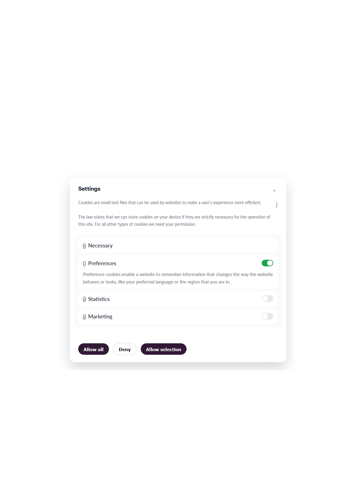 Custom cookiebot banner - Light Purple Theme - Two buttons