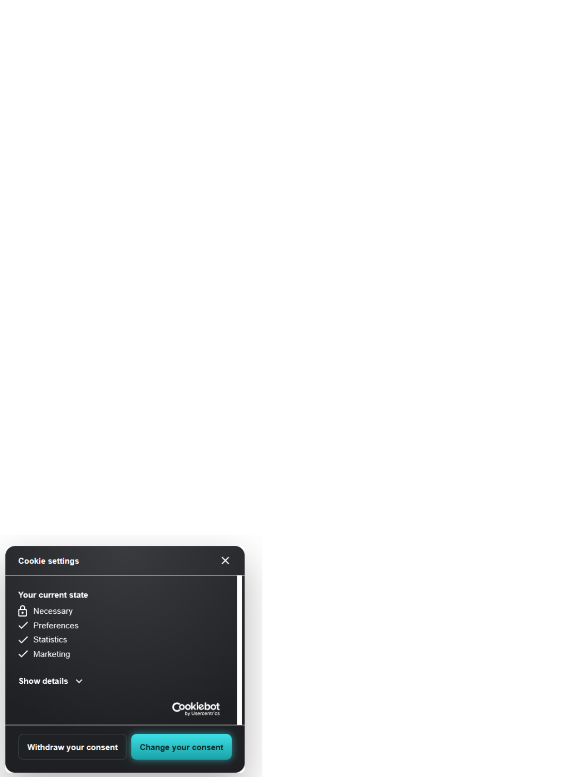 Custom cookiebot banner - Space Theme